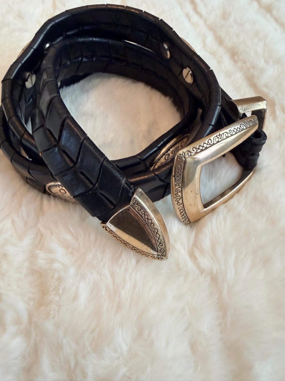 BRIGHTON VTG Leather Belt with Silver Western Buckle